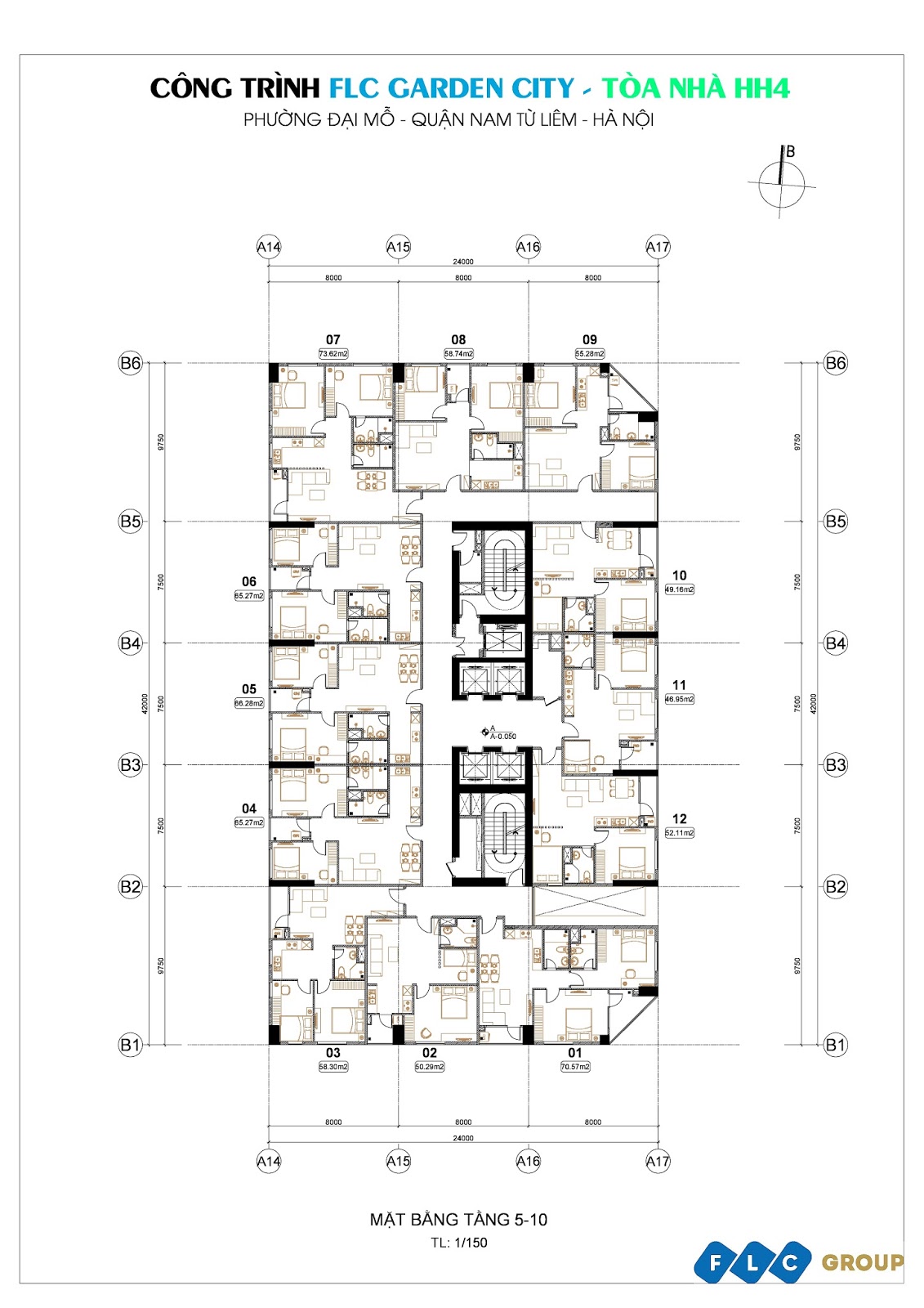 Mặt bằng tổng thể HH4 FLC Garden City (tầng 5 - tầng 10)