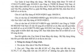Thông báo kết quả thẩm định thiết kế dự án HiBrand Văn Phú